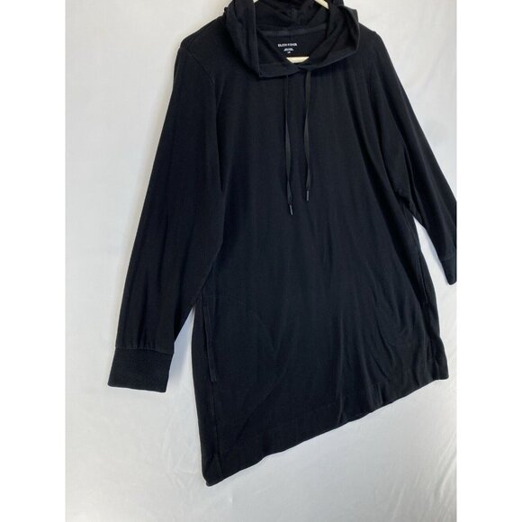 Eileen Fisher Sweater Tunic Dress Women’s Sz Large Black Hoodie Organic Cotton - Picture 3 of 8